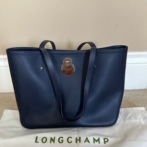 Longchamp Cavalcade Leather Handbag, Navy